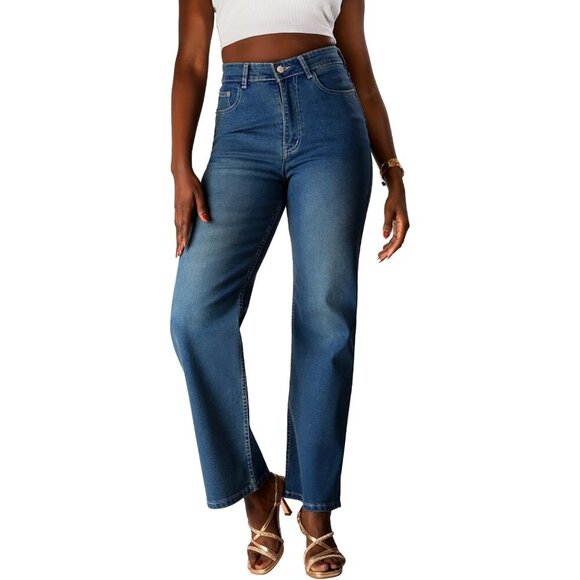 Denim - High-Waist Wide-Leg Jeans Premium Denim Straight Fit Petite Plus Sizes
